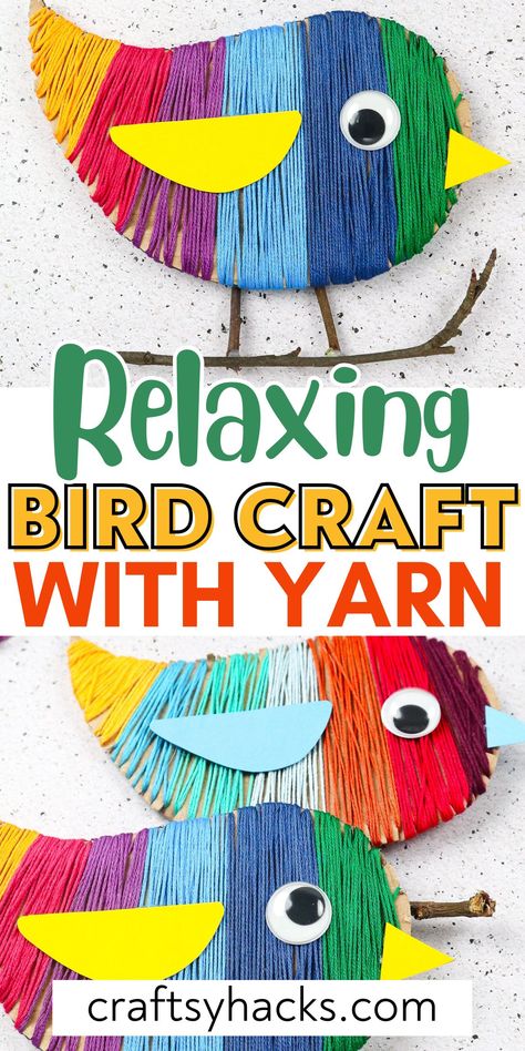 Get creative with yarn projects and make beautiful bird decor that brightens any room. These easy craft ideas are perfect for kids and adults alike, bringing a touch of nature indoors. Enjoy this DIY craft for beginners. Diy Crafts For 3rd Graders, Easy Fiber Art Projects, Bird Crafts For Adults, Craft Ideas With Yarn Easy Diy, Easy Art Projects For Seniors, Kids Yarn Crafts Easy, Fun Crafts For 3rd Graders, Easy Craft For Adults, Easy Craft Ideas For Adults Simple Diy Projects