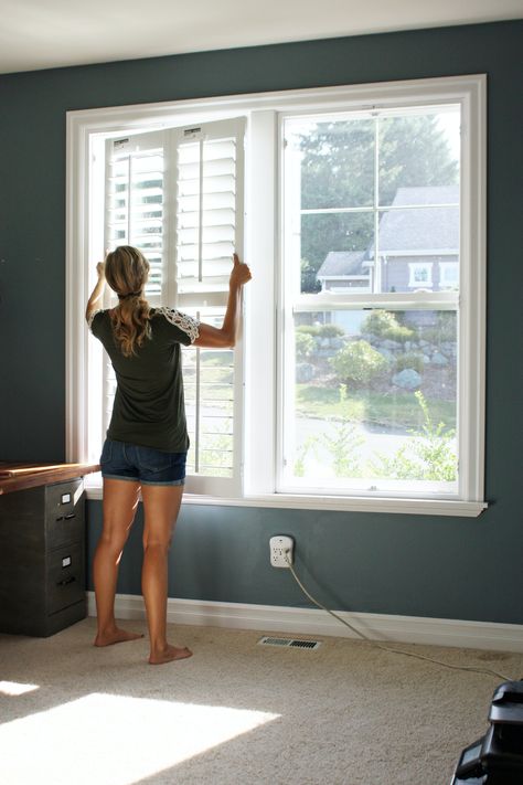 Shutters Interior Window Living Room, Interior Shutters Living Room, Shutters In Bedroom, Shutters Interior Window, Window Shutters Indoor, Shutters Indoor, Traditional Shutters, Shutters Living Room, Shutters Interior