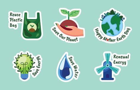 Mother Earth Day Sticker Collection Reuse Plastic Bags, Preschool Charts, Save Mother Earth, Powerpoint Design Templates, Motivational Sticker, Sticker Template, Happy Earth, Sports Day, Art Competitions