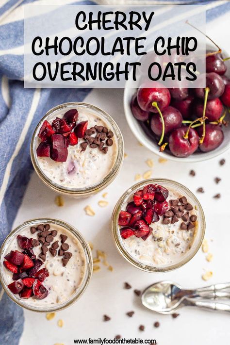 Cherry Overnight Oats Healthy, Chocolate Cherry Overnight Oats, Overnight Oats With Chocolate, Chocolate Chip Overnight Oats, Cherry Overnight Oats, Oats With Chocolate, Healthier Breakfast, Night Oats, Best Overnight Oats Recipe