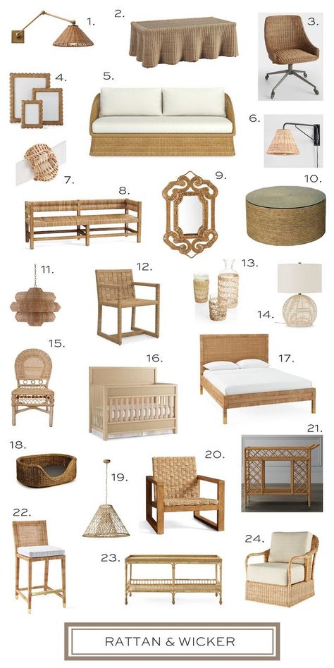 What’s Hot Now: Wicker & Rattan | elements of style | Bloglovin’ Wicker Sofa Living Room, Flower Garden Decor Ideas, Bedroom Furniture Ideas, Cane Furniture, Garden Decor Ideas, Dekorasi Kamar Tidur, Living Room Sofa Design, Minimalist Interior Design, Elements Of Style