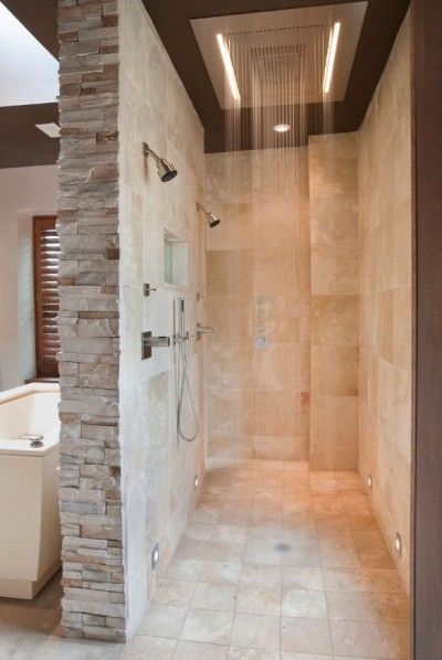 Large Walk In Showers, Walk In Bathroom Showers, Doorless Shower Design, Showers Without Doors, Doorless Shower, Luxury Bathroom Master Baths, Master Bath Shower, Bathroom Shower Design, Bad Inspiration