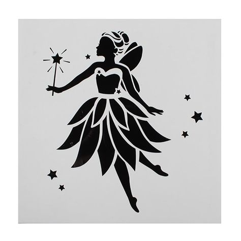 Easy Stencil Patterns, Marilyn Monroe Stencil, Fairy Cake Topper, Fairy Stencil, A4 Design, Fairy Templates, Star Fairy, Stencil Cake, Baking Decorating