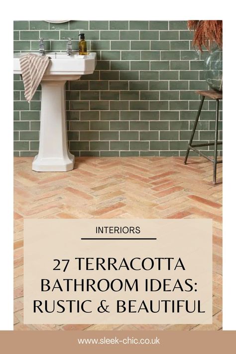 Rustic Flooring Ideas, Bathroom Terracotta Floor, Terracotta Floor Bathroom, Orange Tile Bathroom, Terracotta Bathroom Ideas, Terracotta Bathroom Tiles, Terracotta Tile Bathroom, Flooring Ideas Bathroom, Terracotta Bathroom Floor