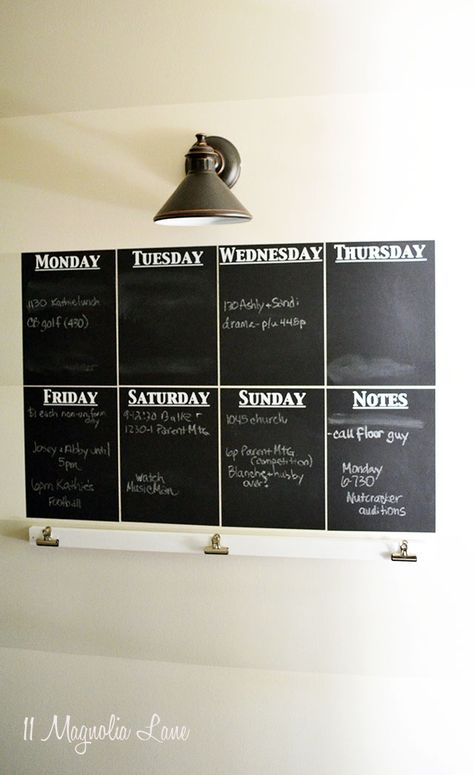 DIY horizontally striped wall and a #chalkboard week at a glance wall calendar create a family #organization center. Organization Center, Chalkboard Wall Calendars, Entryway Paint, Church Calendar, Chalkboard Wall Bedroom, Garage Entryway, Command Center Kitchen, Family Organization, Week At A Glance