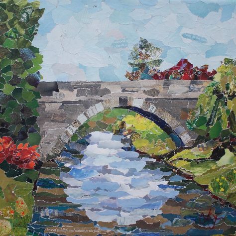 Colaj Painting, Magazine Mosaic, Photo Collage Painting, Torn Paper Collage Landscape, Paper Collage Landscape, Landscape Collage Art, Landscape Collage, Collage Landscape, Nature Collage