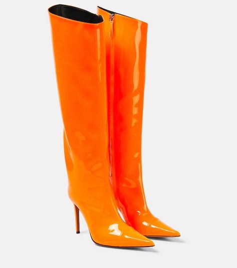 Alexandre Vauthier - Womenswear Collection | Mytheresa Fishtail Midi Dress, Orange Boots, Leather Over The Knee Boots, Clear Shoes, Patent Leather Boots, Alexandre Vauthier, Knee High Leather Boots, Evening Shoes, Orange Leather