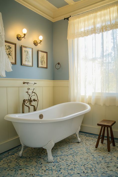 Transform your space with these modern bathroom ideas! This cozy, vintage-inspired design features a freestanding tub and elegant decor that blends antique charm with contemporary comfort. #ModernBathroomIdeas #HomeInspiration #BathroomDecor Claw Bathtub Ideas, Clawfoot Tub Decor, Claw Foot Tub Bathroom, Clawfoot Tub Bathroom, Modern Bathroom Ideas, Beautiful Bathtubs, Tub Bathroom, Calming Spaces, Garden Tub