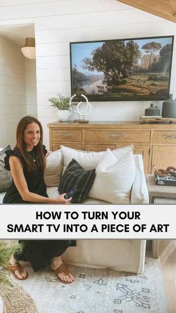 Emily • Owner- Porche & Co.™ on Instagram: "This is one of our favorite tricks to turn your Smart TV into a piece of art! 🏞 I love our Frame TV in the Design Studio, and I’ve been wanting one for our living room! But this is such a great hack, and there are so many artwork options on YouTube! Let us know if you try it! - - - - - - - - - - - - - - - - - - - - - - - - #frametvhack #tvartwork #homedecor #frametv #smarttv #homedecorideas #tvhack #diyhome #livingroom #homehacks #vintageartwork" Tv Hacks, Tv In Bedroom, Bedroom Paint Colors, Piece Of Art, Bedroom Paint, Home Tv, Frame Tv, Tv Room, Framed Tv