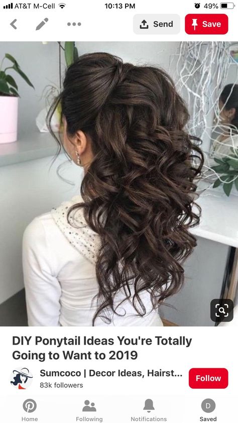 Bridesmaid Hair Brunette, Diy Ponytail, Wavy Wedding Hair, Pinterest Hair, Trending Hairstyles, Wedding Hairstyles For Long Hair, Wedding Hair And Makeup, Bride Hairstyles, Ponytail Hairstyles