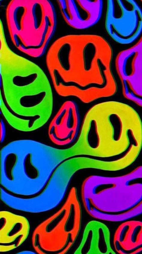 Indie Ideas, Trippy Wallpapers, Neon Art Painting, Hippie Drawing, Blacklight Art, Cartoon Inspiration, Spot Painting, Trippy Aesthetic, Trippy Patterns