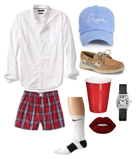 "Frat Boy Halloween Costume" by rzindaki on Polyvore featuring AÃ©ropostale, Banana Republic, Boohoo, NIKE, Sperry and Lime Crime Frat Boys Halloween Costume, Frat Boy Costume, Frat Boy Outfit, Frat Outfits, Spirit Weeks, Sisterhood Ideas, Frat Boys, Spirit Week Outfits, Usa Party