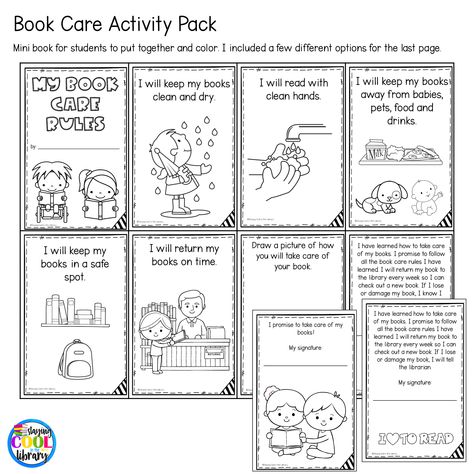 Book Care Activities, Library Lesson Plans, Book Care, How To Shade, Library Lessons, Sorting Activities, Activity Pack, Popular Books, Picture Cards