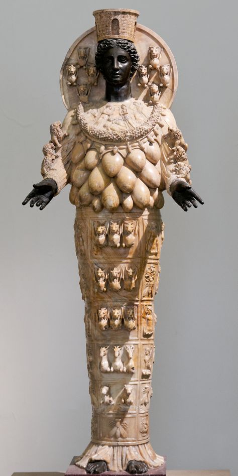 "Great Mother Goddess" Artemis is also mentioned in the New Testament (Acts, 19). Extremely popular in the ancient world; and now housed in the Archaelogical Museum of Tripoli. Hellenistic Period, Ancient Goddesses, Roman Sculpture, Queen Of Heaven, Ancient Sculpture, Roman Mythology, Mother Goddess, Art Antique, Ancient Aliens