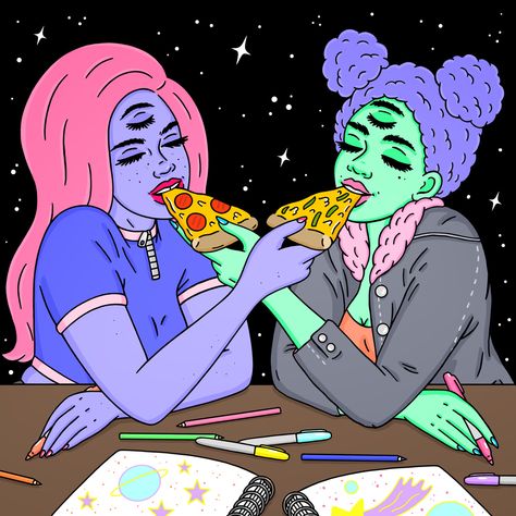 Robin Eisenberg, Alien Wallpaper, Happy Galentines Day, Alien Aesthetic, Alien Girl, Alien Art, Dope Art, Trippy Art, Hippie Art