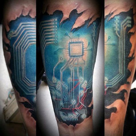 Circuit Board Tattoo, Breathtaking Tattoos, Circuit Tattoo, Circuit Art, Electronic Tattoo, Tech Tattoo, Nerd Tattoo, C Tattoo, Biomechanical Tattoo