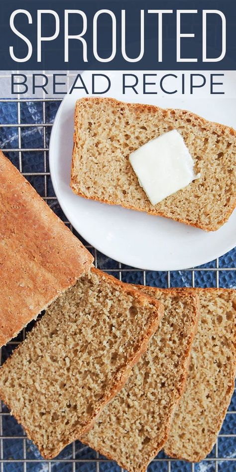 Learn how to make sprouted bread with this EASY sprouted bread recipe! Sprouted flour bread is light, flavorful, and full of goodness. #SundaySupper #sproutedbread #sproutedgrains #sproutedgrainbread #easyrecipe #breadrecipe #bread #sproutedwheat #sproutedflour #easydinner #sidedishrecipe Ezekiel Bread Recipe Easy, Sprouted Wheat Bread, Sprouted Grain Bread, Sprouted Bread, Ezekiel Bread, Alkaline Recipes, Flour Bread, Sprouted Grains, Homemade Breads