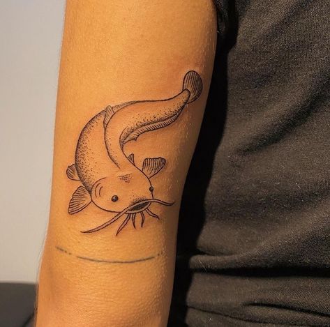 Fish tattoo Weird Fishes Tattoo, Catfish Tattoo For Women, Cool Fish Tattoo, Matching Fish Tattoos, Mya Aesthetic, Fish Tattoos For Men, Fish Tattoo Men, Tropical Fish Tattoo, Angel Fish Tattoo