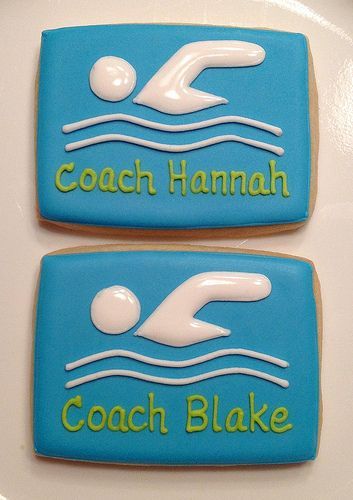 Swim Cookies, Swimming Cupcakes, Swim Teacher Gifts, Swim Team Party, Sport Cookies, Swim Banquet, Swimming Ideas, Swimming Cake, Cookies Summer