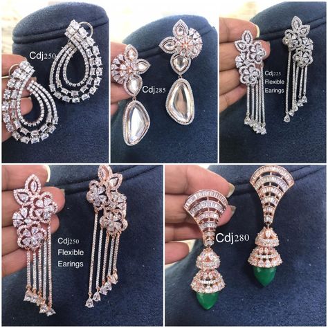 Danglers Earrings Diamond, Danglers Earrings, Cz Jewellery, Pendant Sets, Festive Wedding, Diamond Pendant Sets, Dangler Earrings, Earrings Indian, Zircon Earrings