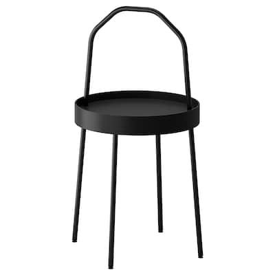 FÖRNYAD Side table on casters - beech, black - IKEA Kallax Shelf Unit, Kallax Shelf, Side Table Design, White Side Tables, Black Side Table, Hemnes, Ikea Family, Table Frame, Tray Table