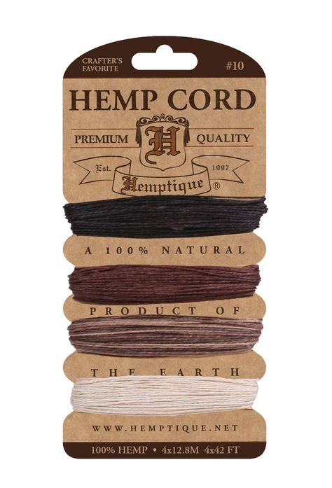 Hemptique 0.5mm #10 Hemp Cord Card Set in Earthy | Michaels® Hemp Twine, Hemp Cord, Woven Bracelets, Macrame Jewelry, String Art, Hang Tags, Bird Feathers, Color Set, 8 M