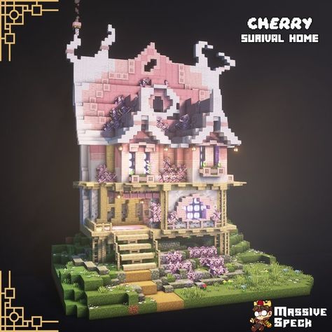 MassiveSpeck | mcbuilder 🌆 on Instagram: "Cherry Survival House ========================= I become busy ever since college and on my free time I wanted to play some survival so in my world I planned on building this thing what do you think?  𝙁𝙤𝙧 𝙢𝙤𝙧𝙚 𝙖𝙬𝙚𝙨𝙤𝙢𝙚 𝙗𝙪𝙞𝙡𝙙𝙨: 🤝🏼 ∝ Follow me @massivespeck 📨 ∝ Send it to someone 💾 ∝ Save and check for later use! ✉️ ∝ Join my discord!  ==========================  𝙈𝙞𝙣𝙚𝙘𝙧𝙖𝙛𝙩 𝙄𝙣𝙛𝙤𝙧𝙢𝙖𝙩𝙞𝙤𝙣: 🖥️ ∝ Version: Java Minecraft 1.20.1 🖼️ ∝ Resource Pack: Vanilla Tweaks (Personal preference) 🌆 ∝ Shaders: Rethinking Voxels  ==========================  📌TAGS: #minecraftbuildings #minecraftbuild #minecraftideas #minecraftpe #minecraft #minecraftbedrock #minecraftdesign #minecraftarchitecture #minecraftbuilds #minecraftjav Java Minecraft, Minecraft Cottagecore, Minecraft Creator, Survival House, Blossom House, Minecraft House Plans, Minecraft Cottage, Easy Minecraft Houses, Minecraft Medieval