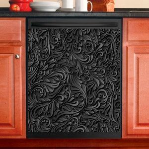 EZ FAUX DECOR Update Dishwasher Appliances Door Panel Cover | Etsy Dishwasher Magnet Cover, Goth Kitchen, Refrigerator Wraps, Gothic Kitchen, Stainless Steel Texture, Black Dishwasher, Dishwasher Cover, Dishwasher Magnet, Vintage Floral Design