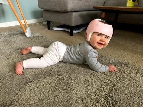 Baby Helmet - Our Experience - The Lazy Solution Plagiocephaly Helmets Design, Baby Helmet Design Girls Ideas, 7 Month Old Baby, Baby Helmet, Learning Patience, Kids Helmets, New Inventions, 6 Month Olds, Baby Needs