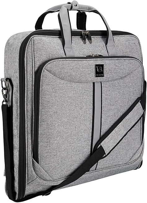 Amazon.com | ZEGUR Suit Carry On Garment Bag for Travel & Business Trips With Shoulder Strap (Black) | Garment Bags Suit Carrier, Suit Bag, Herringbone Fabric, Bag For Travel, Mens Travel Bag, Travel Business, Garment Bag, Storage Pouch, Resort Style