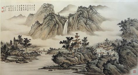 Buy online, view images and see past prices for Chinese Landscape Painting. Invaluable is the world's largest marketplace for art, antiques, and collectibles. Landscape Markers, Chinese Deco, Chinese Style Design, Chinese House, Chinese Landscape Painting, Asian Painting, Chinese Landscape, Japanese Landscape, Brush Painting