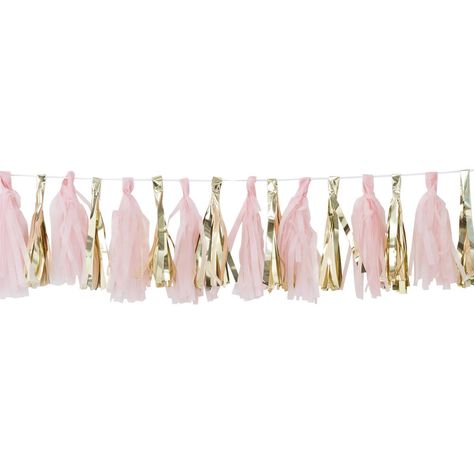 Ginger Ray Oh Baby Pink Tissue Paper Garland 2M | Hobbycraft Sophisticated Baby Shower, Party Tassel Garland, Gold Tassel Garland, Tissue Paper Decorations, Pink Bunting, Pink Party Decorations, Party Girlande, Ginger Ray, Gold Backdrop