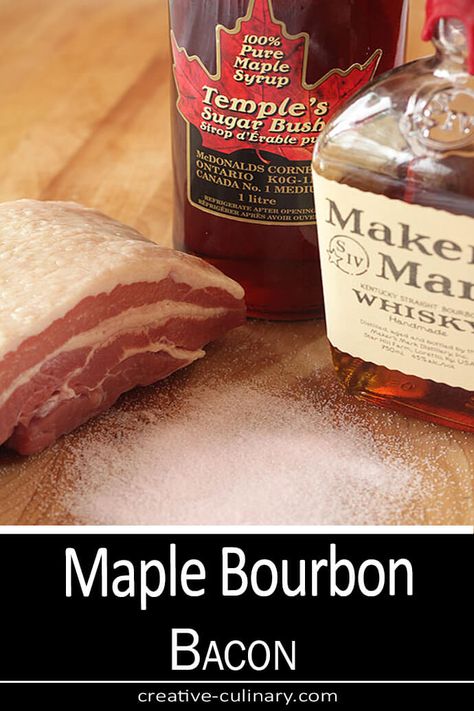 Everyone loves bacon but there is still something special about this Home-cured Maple Bourbon Bacon. When you thought bacon could not be any better; add some maple and bourbon to it! Bourbon Bacon Jam Ribs, Homemade Smoked Bacon, Bacon Curing Recipes, Maple Bourbon Bacon, Traeger Ideas, Brown Sugar Homemade, Diy Bacon, Home Made Bacon, Maple Bacon Recipes