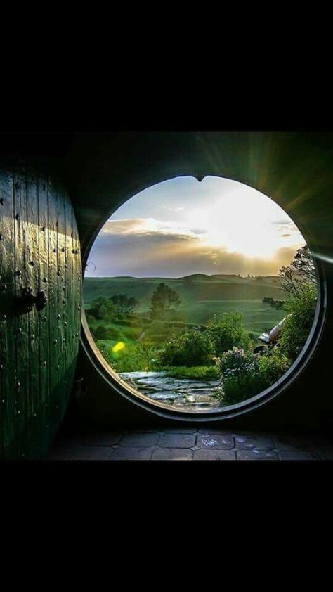 Good morning, Middle Earth. John Howe, Round Window, Hobbit Hole, Hobbit House, The Shire, Open Door, Airline Tickets, Travel Bug, Jrr Tolkien