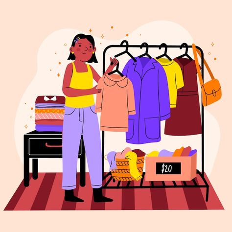 Thrift Illustration, Store Illustration, Shop Illustration, College Work, Thrift Shop, Psd Icon, Fashion Project, Vector Hand, Thrift Shopping