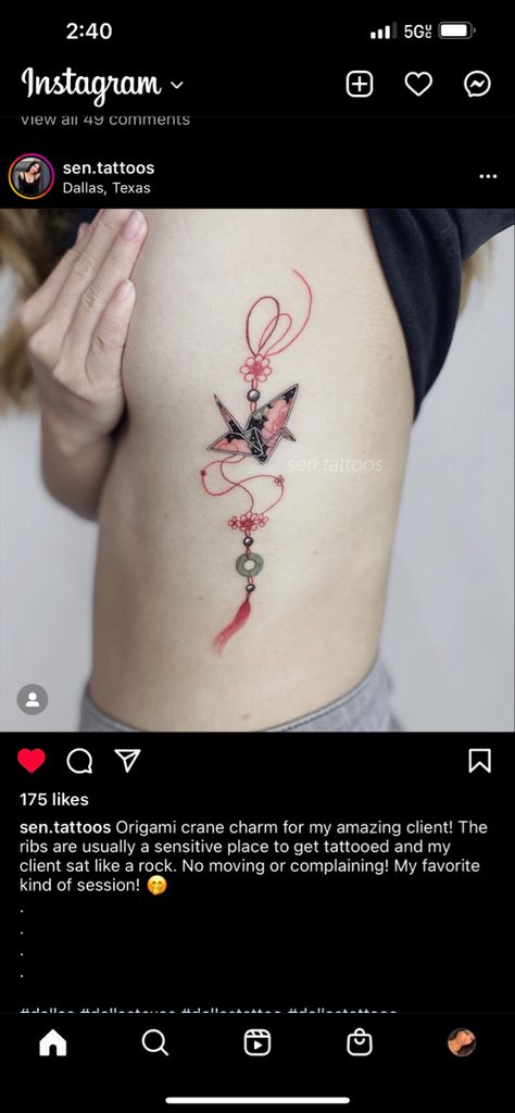 Japanese Origami Tattoo, Origami Crane Tattoo, Japanese Spine Tattoo Women, Paper Crane Tattoo, Origami Tattoo, Places To Get Tattoos, Crane Tattoo, Tattoo Shading, Japanese Origami