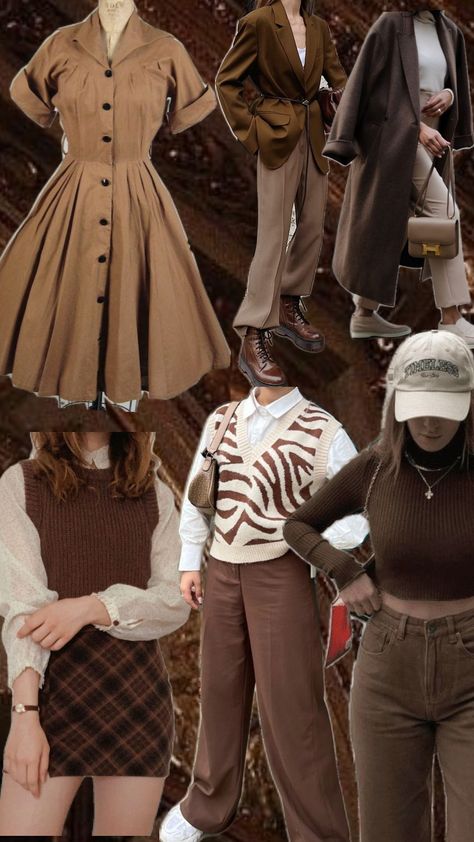 brown aesthetics Baker Outfit Aesthetic, Vintage Aesthetic Brown, Aesthetic Brown Outfits, Baker Outfit, Outfit Ideas Brown, Brown Outfit Aesthetic, Brown Aesthetics, Brown Outfits, Aesthetic Brown