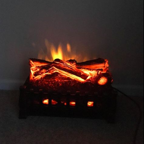 Plug In Heater Fireplace, Battery Operated Fireplace Logs, Pretend Fireplace, Fireplace Lighting Ideas, Fireplace Lights, Space Heater Fireplace, Bedroom Gadgets, Electric Logs, Fake Fireplace