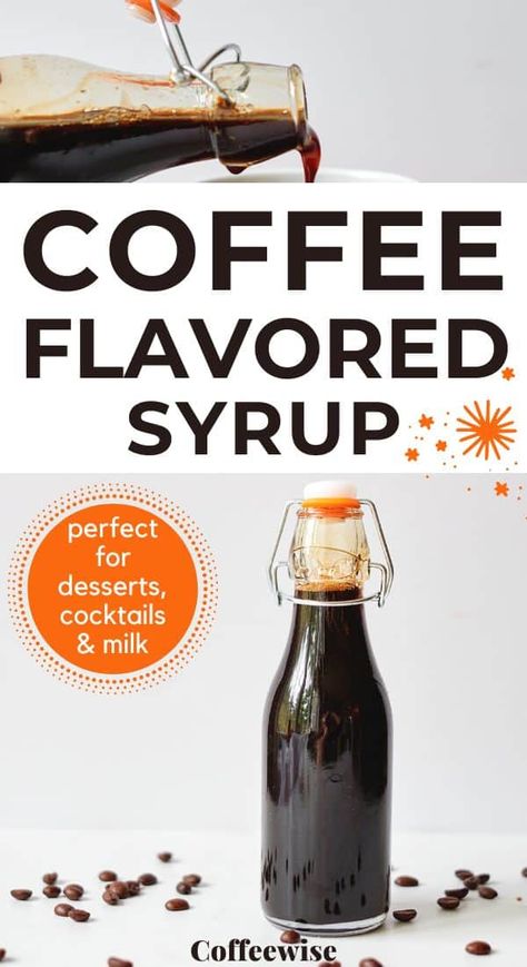 Diy Coffee Gifts, Diy Coffee Syrup Recipes, Diy Coffee Syrup, Coffee Syrup Recipes, Cooking With Coffee, Coffee Syrup Recipe, Everyday Desserts, Homemade Coffee Syrup, Healthy Refreshing Drinks