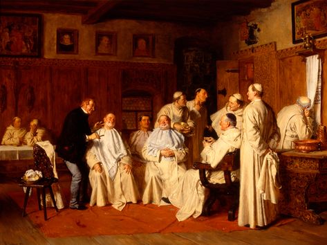 Eduard von Grützner "Shaving Day at the Monastery" 1887 (Milwaukee Art Museum, Wisconsin) Milwaukee Art Museum, Milwaukee Art, Jan Van Eyck, Louis Xiv, A4 Poster, Oil Painting Reproductions, Painting Reproductions, Vintage Artwork, 17th Century