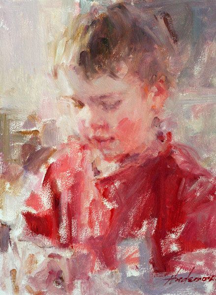 Boy Painting, Impressionist People Paintings, Oil Portraits Woman, Oil Painting Portrait Impressionist, Carolyn Anderson Paintings, Caroline Anderson Painting, Carolyn Saxby Artist Research, Famous Artists Paintings, Oil Painting Inspiration