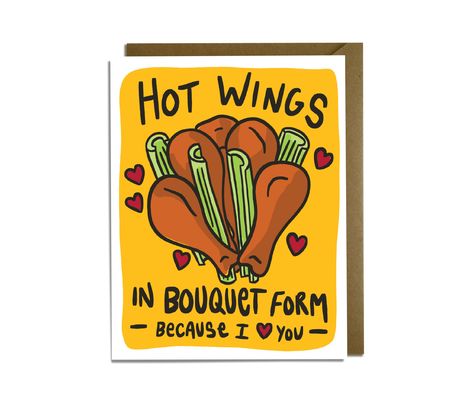 Wings Card, Wings Chicken, Funniest Valentines Cards, Grad Cards, Graphic Design Business, Birthday Congratulations, Chicken Wing, Hot Wings, Chicken Humor