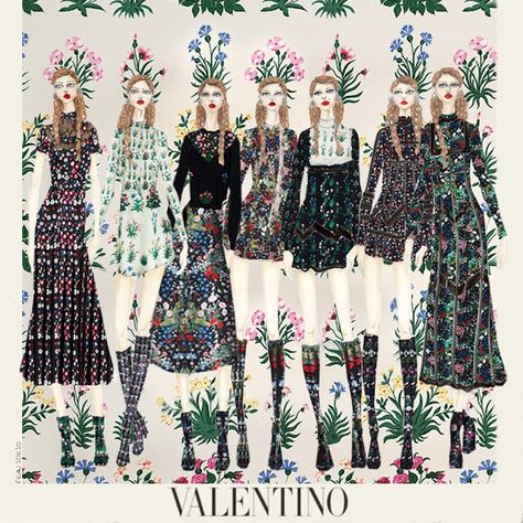 Valentino Celia Birtwell on Behance Biba Fashion, Celia Birtwell, Ossie Clark, Chelsea Girls, Design Boards, London Look, 1970s Fashion, Mood Board Fashion, Fashion Graphic