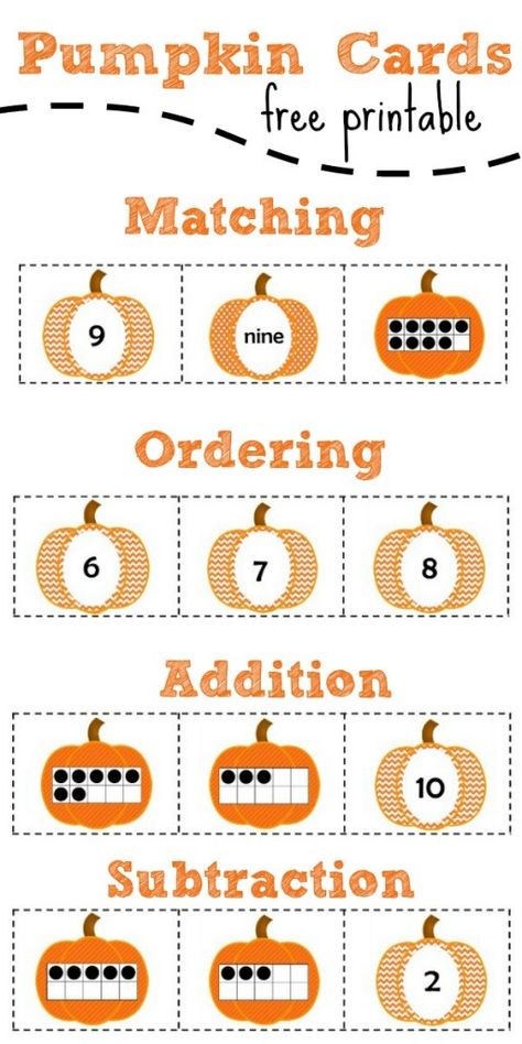 Free Printable Pumpkin Number Cards from Fantastic Fun and Learning Marshmallow Experiment, Fall Bingo, Pumpkins Preschool, Pumpkin Activities, Fall Lessons, Fall Math, Fall Kindergarten, Autumn Activities For Kids, Pumpkin Cards