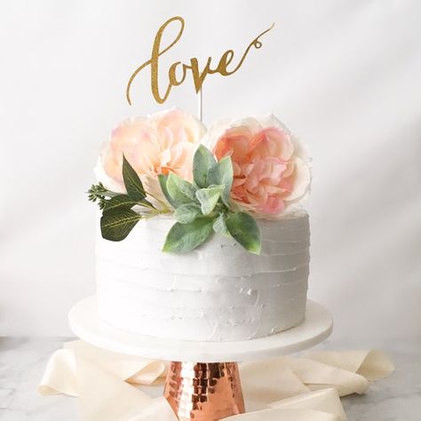 Love cake Topper| Wedding bridal shower cake decorations Simple Bridal Shower Cake, Simple Bridal Shower, Love Cake Topper, Wedding Cake Knife, Small Wedding Cakes, Spring Bridal Shower, Romantic Wedding Cake, Bridal Shower Cakes