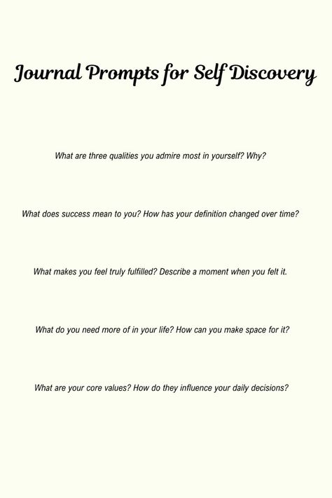 Ready to embark on a journey of self-discovery? Unlock personal growth and self-awareness with these 20 powerful journal prompts. Perfect for reflecting on your goals, dreams, and inner strengths. Whether you're starting a new chapter or simply looking for clarity, these prompts will guide you toward a deeper understanding of yourself. New Chapter Journal Prompts, What To Write In A Journal Ideas, Self Discovery Journal Prompts, Prompts For Self Discovery, Self Discovery Journal, Success Meaning, Journal Idea, Journal Writing Prompts, Journaling Prompts