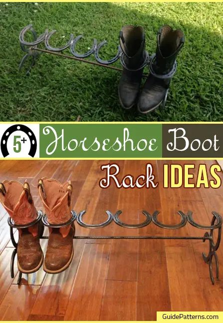 5+ Horseshoe Boot Rack Ideas | Guide Patterns Boot Rack Ideas, Cowboy Boot Rack, Horseshoe Boot Rack, Rustic Accessories, Horseshoe Projects, Boot Rack, Horseshoe Art, Metal Welding, Rack Design