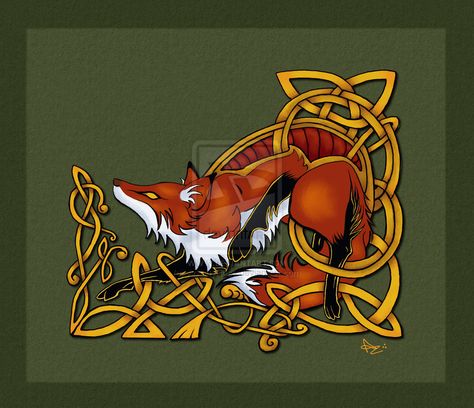 Celtic Fox by ArkadyRose Celtic Knotwork Design, Celtic Zodiac, Celtic Animals, Fox Tattoo Design, Celtic Artwork, Fox Tattoo, Celtic Knotwork, Celtic Art, Fox Design