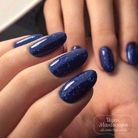 Blue Nails Winter Sparkle, Sparkling Blue Nails, Blue Gel Nails, Blue Glitter Nails, Blue Nail Polish, Blue Nail, Sparkle Nails, Short Acrylic Nails Designs, Nagel Inspo