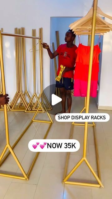 DISPLAY RACKS | WOODEN HANGERS on Instagram: "💫Price : Was 5ft  40k ❌❌
 6ft  43k

Now ‼️‼️‼️‼️ 35k ✅✅
(Offer Valid While Stock Last ) 

💫GOLD CLOTHING DETACHABLE 
  DISPLAY RACK 

💫Size : Height 6ft , Length 5ft
  Size : Height 5ft , Length 5ft

💫High Quality Material 

 
💫Great for thrift sellers , Boutique owners , content creators, Homes , office space and so on 
💫We Deliver nationwide 
💫Send a Dm or WhatsApp us to order 💕💕

#Garmentrack #Goldrack #Clothingrack #hangers #wardrope #goldclothingrack
#goldgarmentrack #thrift #boutique" Boutique Hangers Clothing Racks, Boutique Clothing Racks Display, Clothing Racks For Boutique, Clothing Display Ideas Boutiques, Boutique Display Ideas, Boutique Clothing Rack, Shop Interior Design Clothes, Thrift Boutique, Hangers Clothes